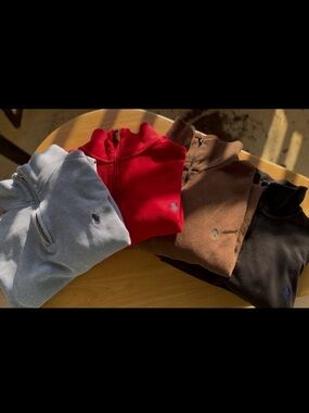 Polo Quarter-Zip Sweater Pullover - Red, Light Gray, Brown, Black